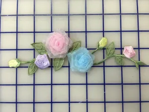 Applique - Vintage Pink/Blue/Yellow/Green Roses Iron-On Close-Out