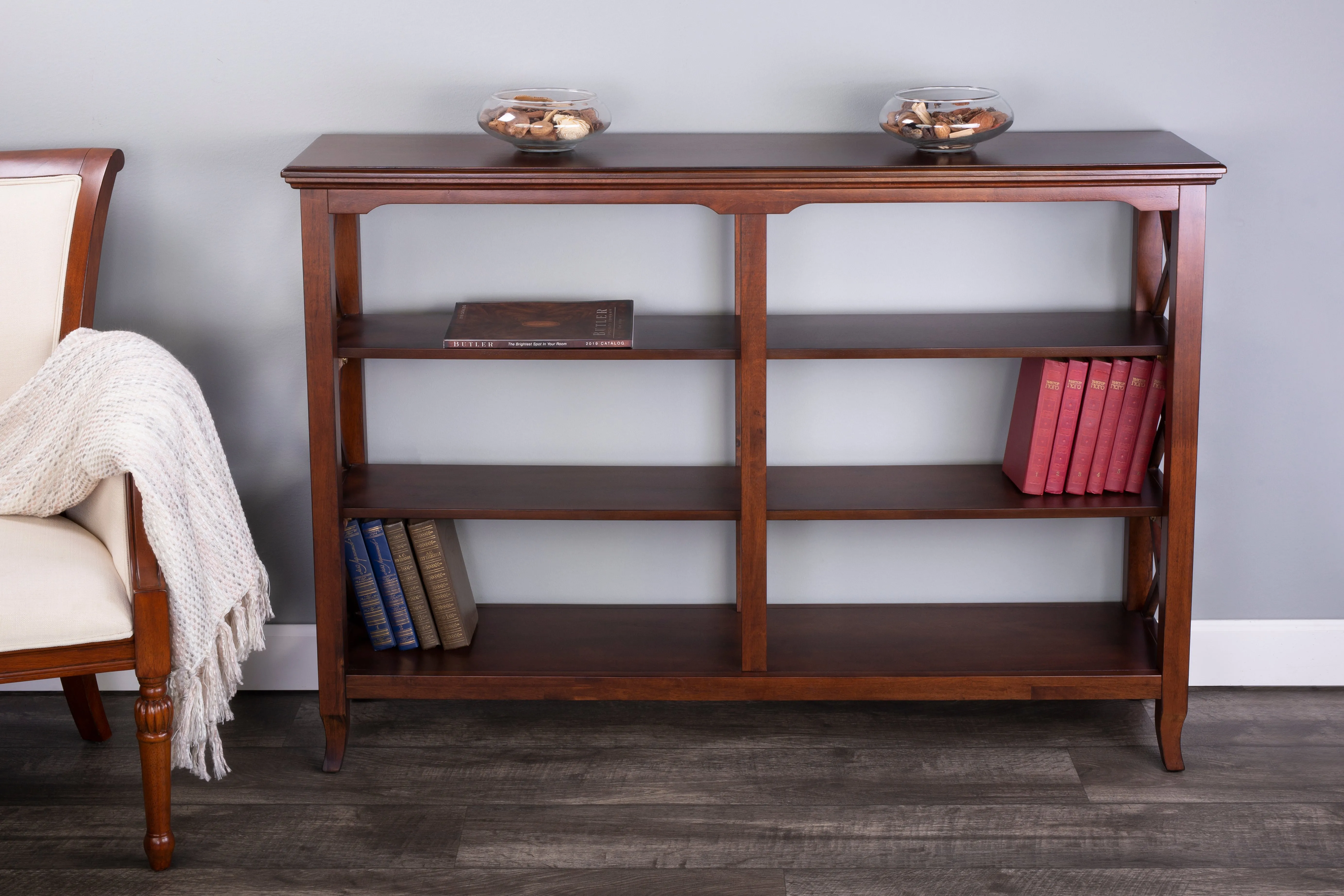 Appolinar 6 Shelves 32"W Bookcase in Medium Brown  5497024