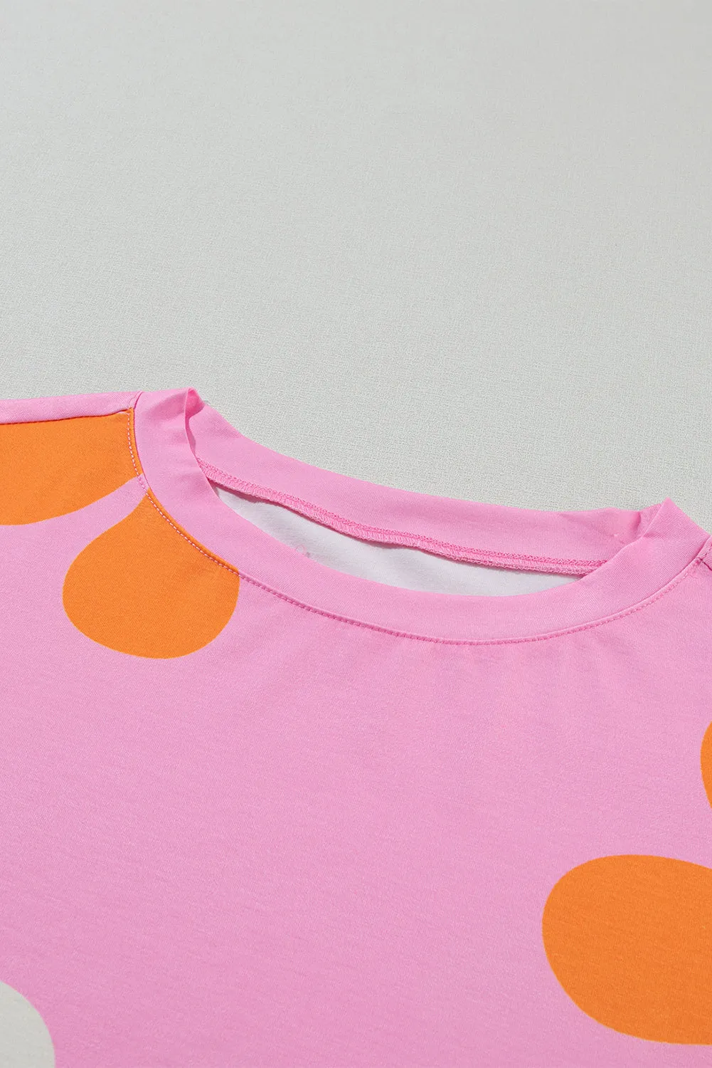 Apricot Colorful Flower Print Bubble Sleeve Tee