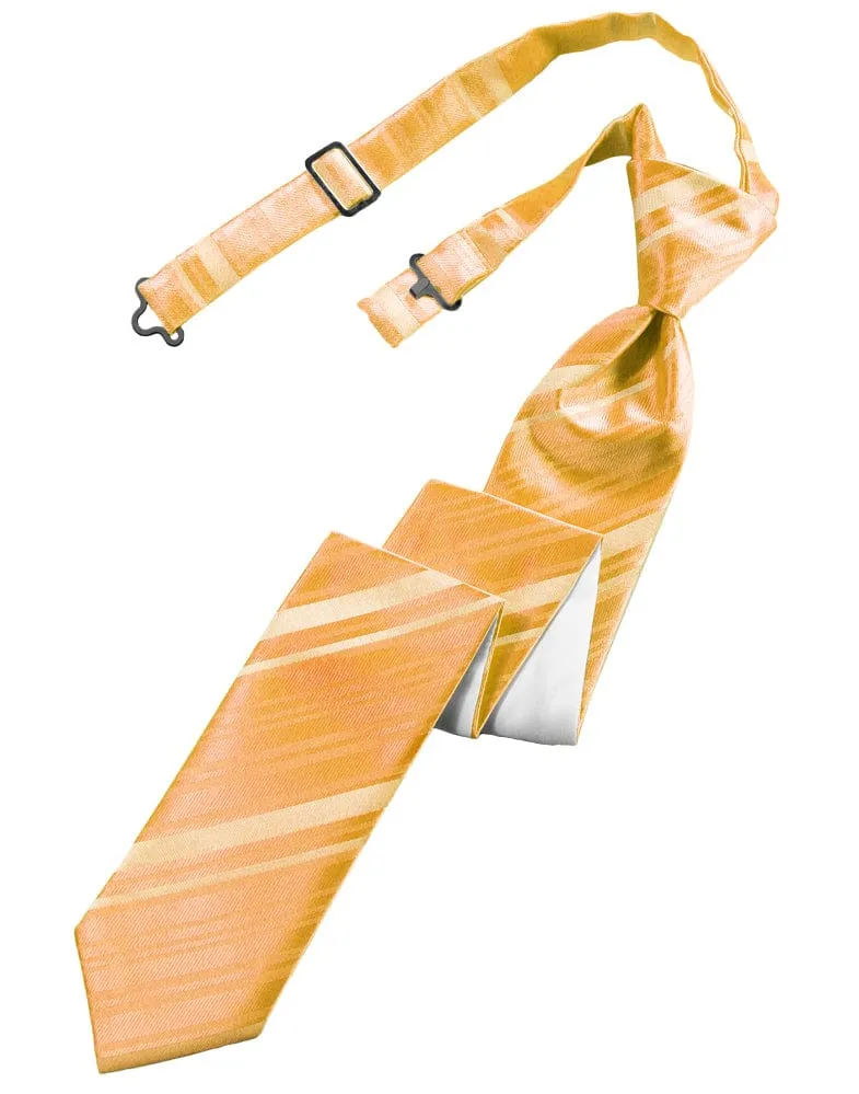 Apricot Striped Satin Skinny Windsor Tie