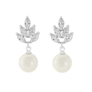 April Crystal and Pearl Earrings available in Rose Gold or Silver