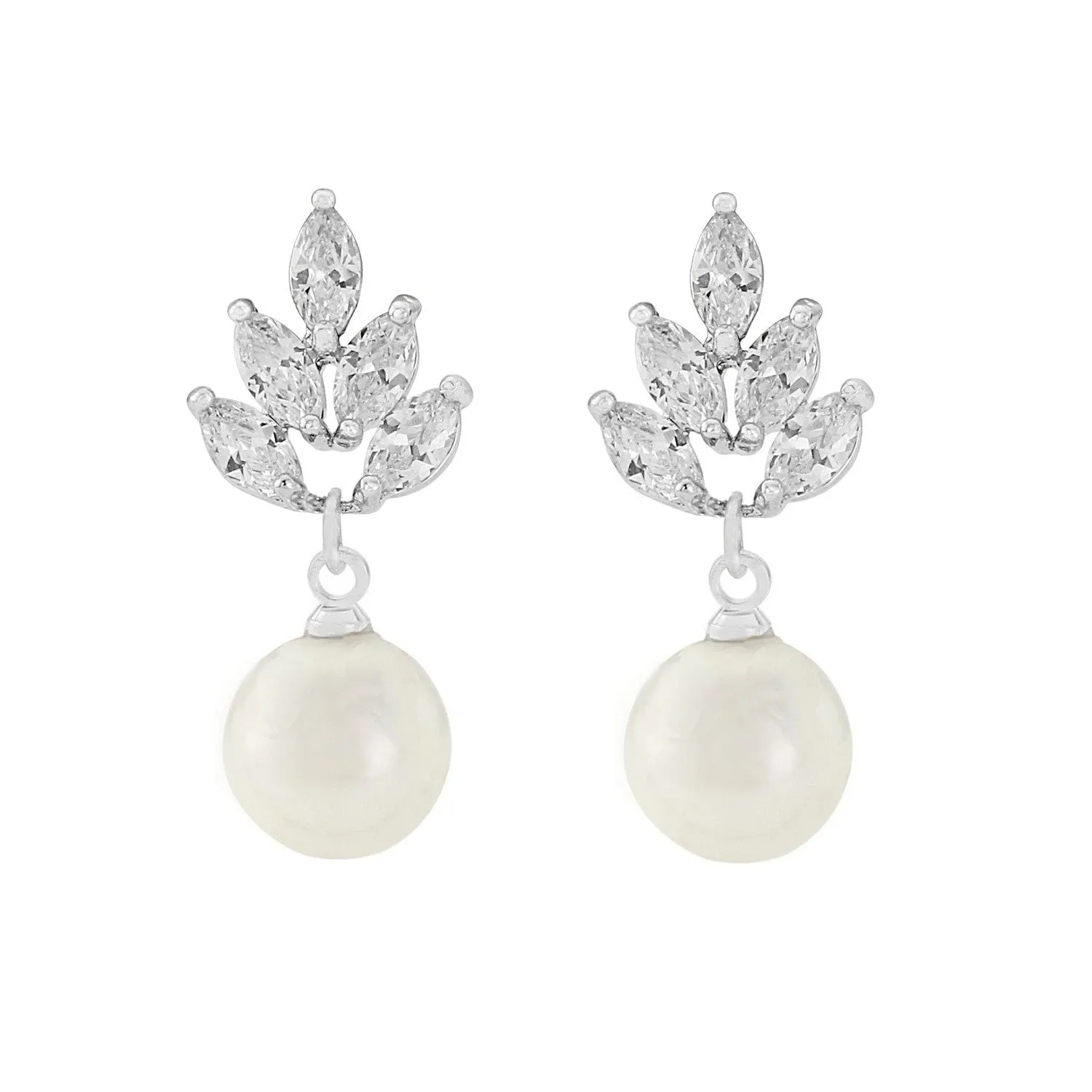 April Crystal and Pearl Earrings available in Rose Gold or Silver