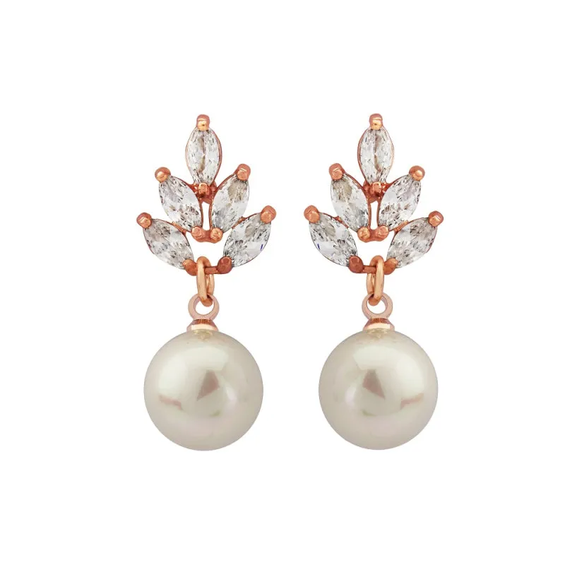 April Crystal and Pearl Earrings available in Rose Gold or Silver