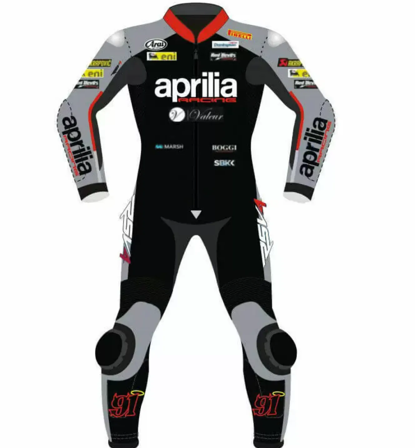 APRILIA MEN MOTORCYCLE GRAY LEATHER RACING SUIT