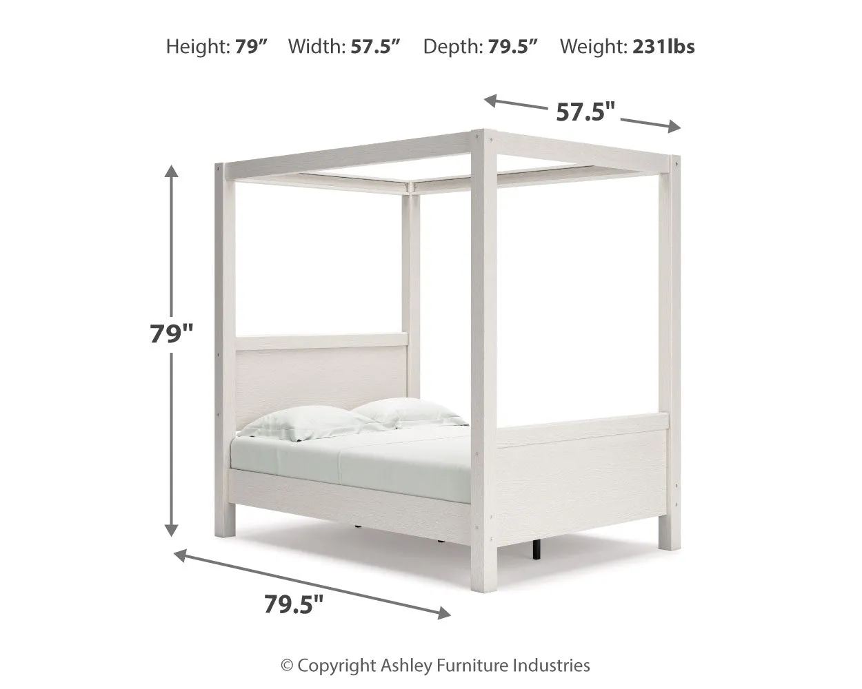 Aprilyn Full Canopy Bed with Dresser and 2 Nightstands