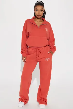 Après Ski Club″ Wide Leg Sweatpants - Rust