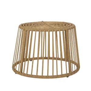 Apulia Outdoor Wicker Side Table, Light Brown