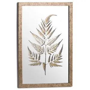 A/Q Metallic Brass Mirrored Fern Wall Art 40 x 60cm