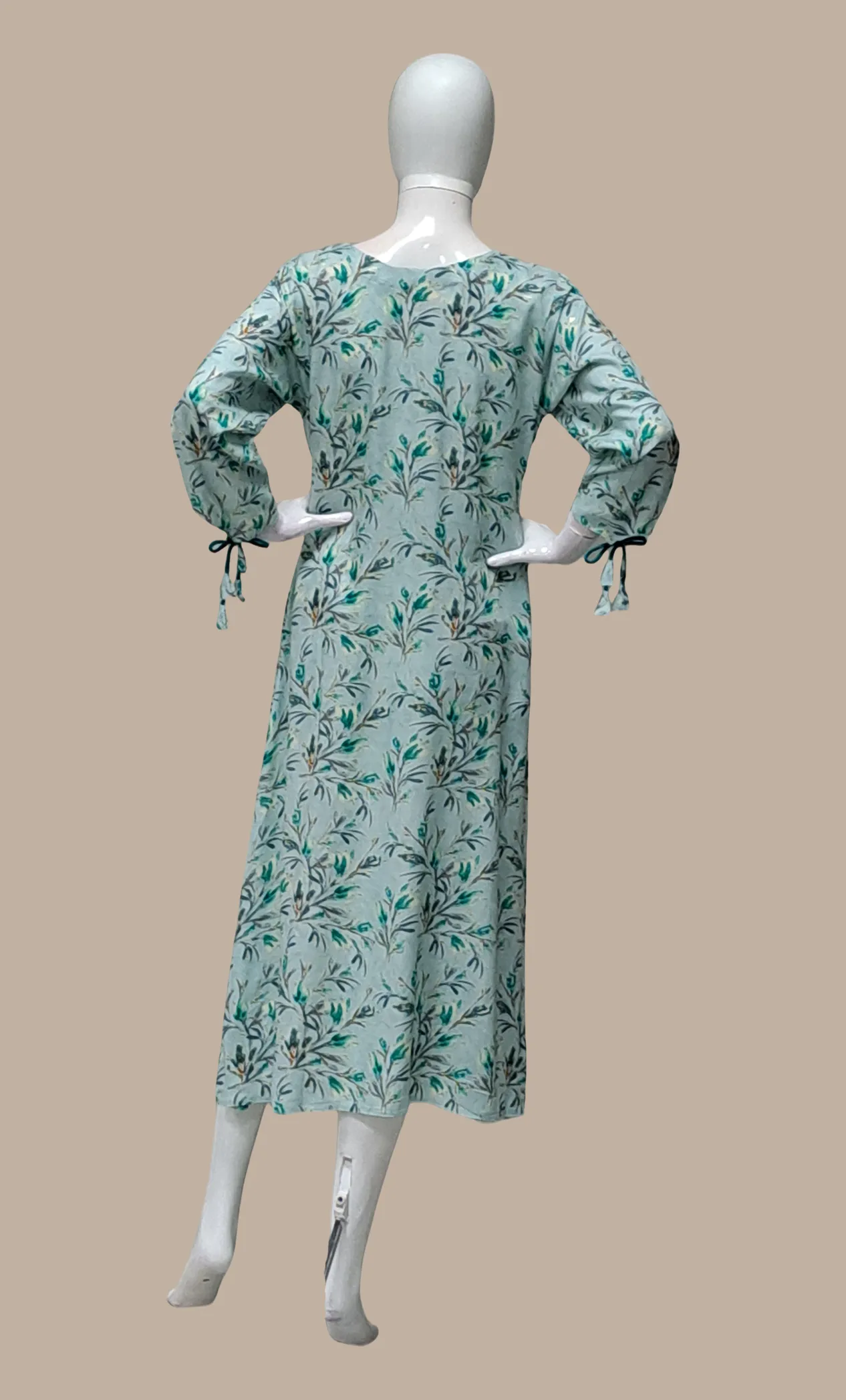 Aqua Green Printed Kurti Dress