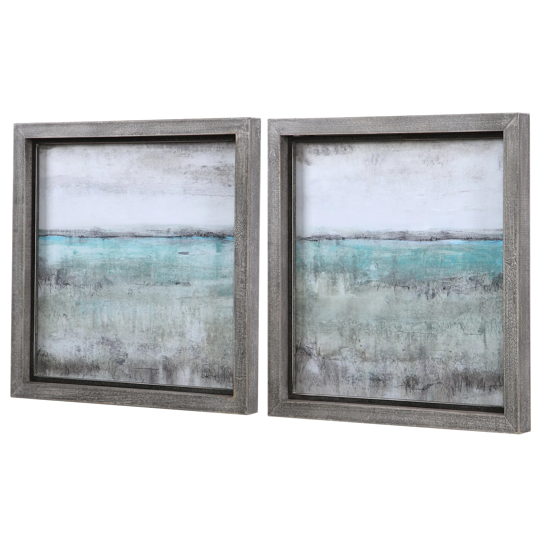 Aqua Horizon Framed Prints, Set/2