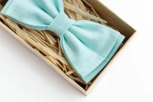 Aqua Marine Linen Bow Tie - Timeless Elegance and Serenity