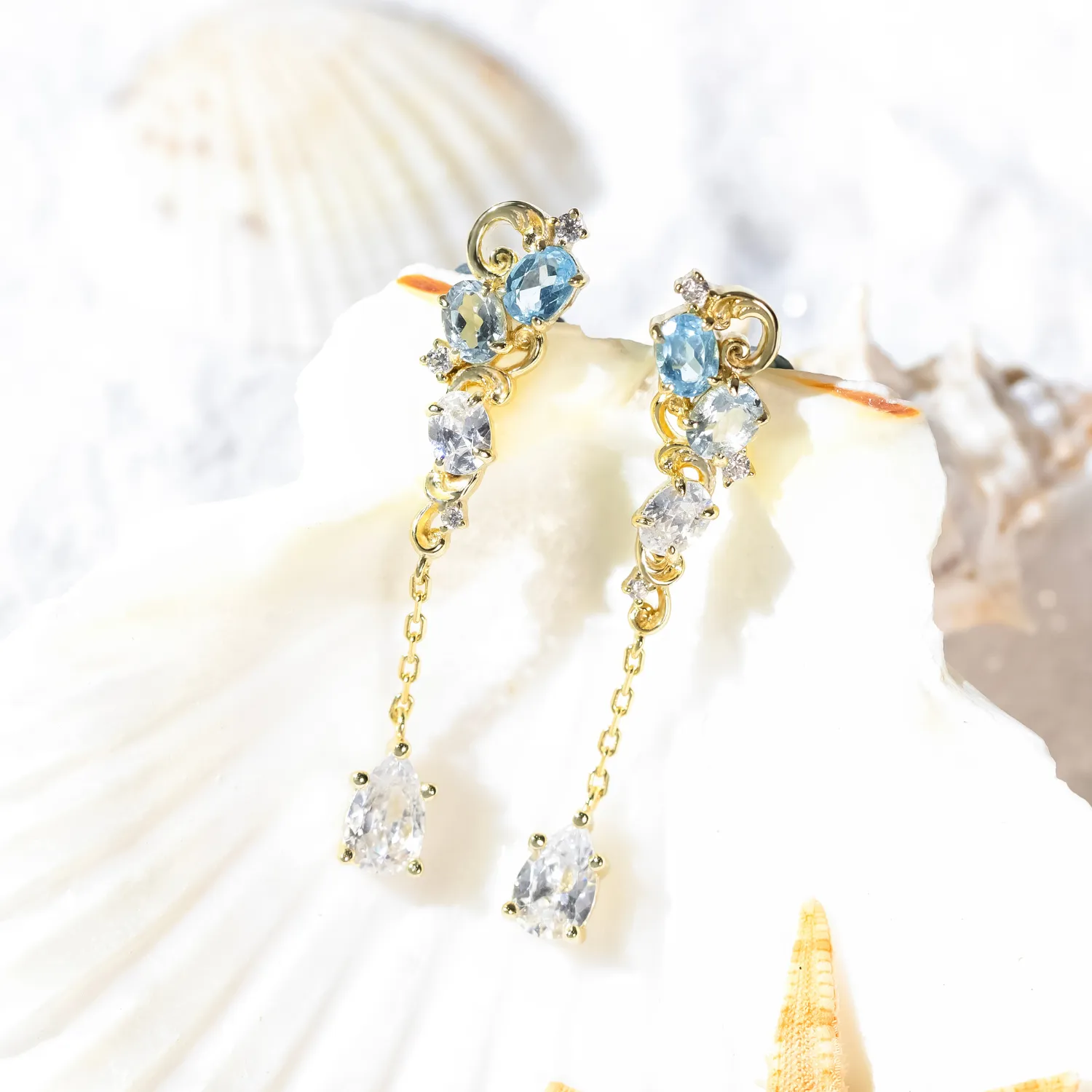 Aqua Radiance Earrings (Yellow Gold)