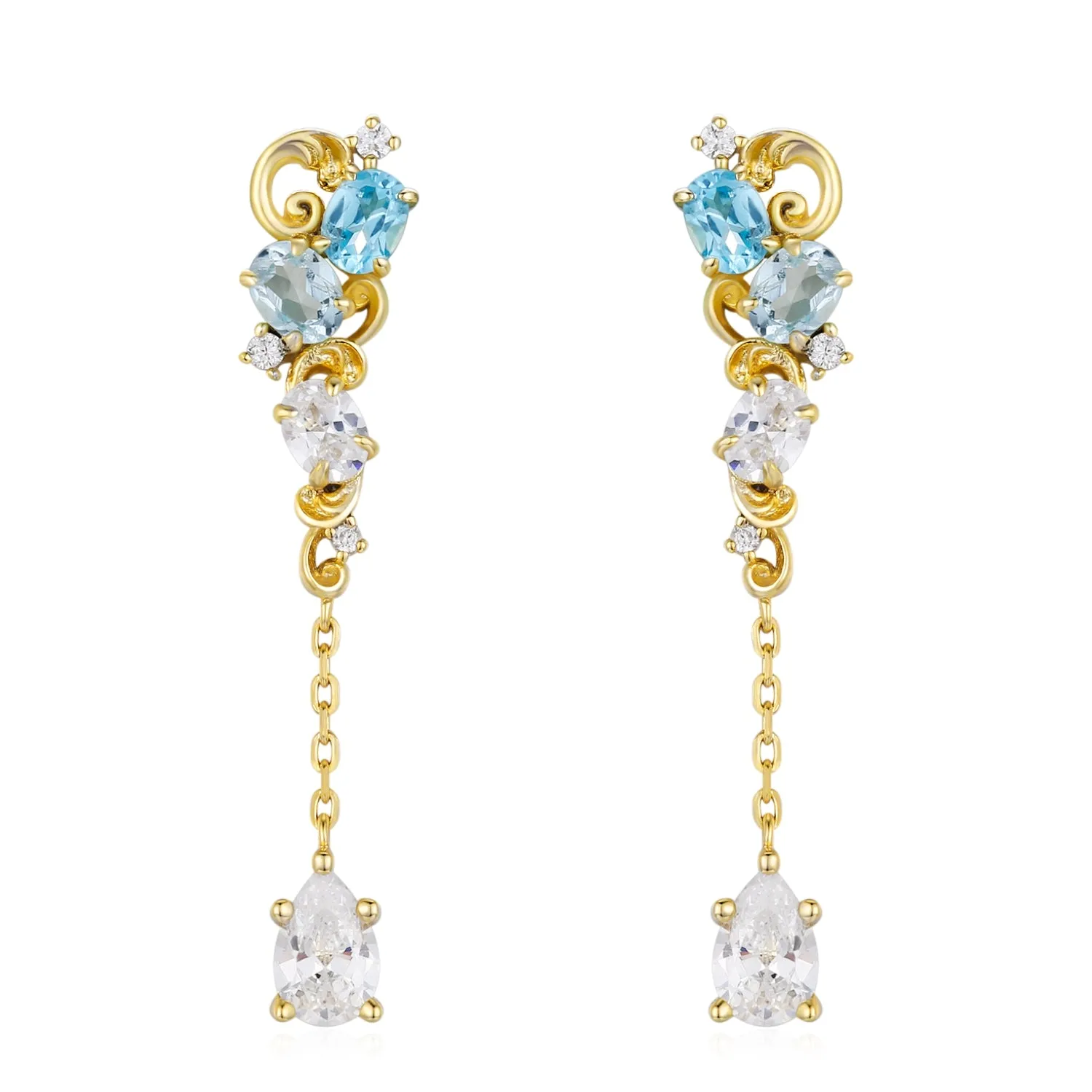 Aqua Radiance Earrings (Yellow Gold)