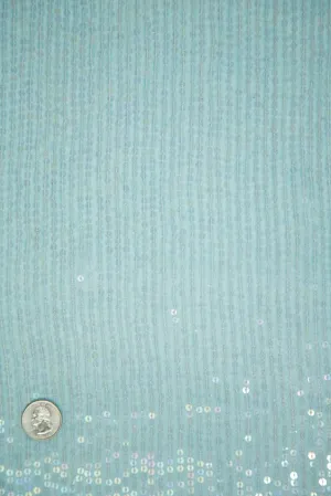 Aqua Sequins & Beads on Silk Chiffon JEC-132-8 Fabric