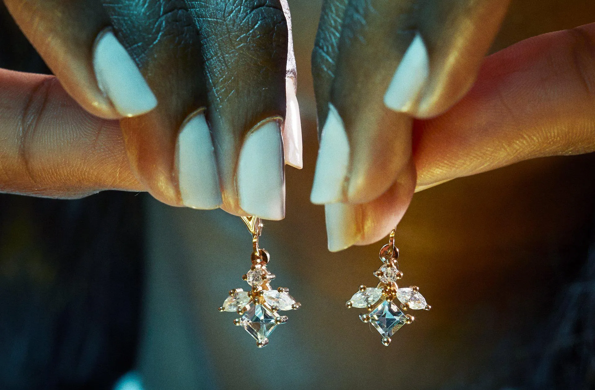 Aquamarine and Diamond Earrings