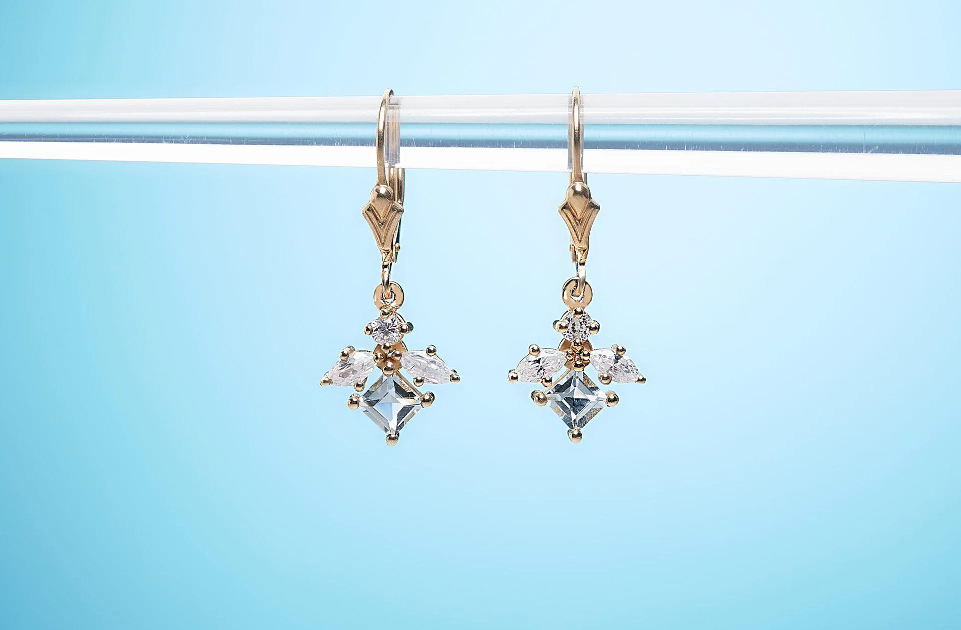 Aquamarine and Diamond Earrings