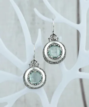 Aquamarine Drop Earrings in Sterling Silver - Filigree Art Elegance, Women's Gemstone Earrings  Vintage Inspired  Timeless Design