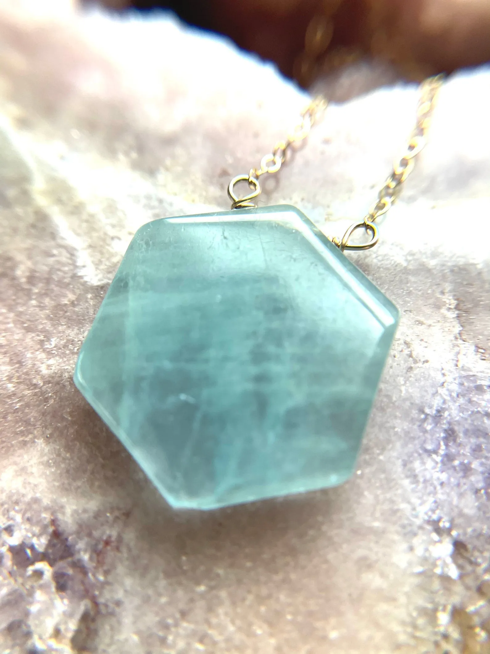 Aquamarine Pendant  Necklace in Sterling Silver or gold fill made to order