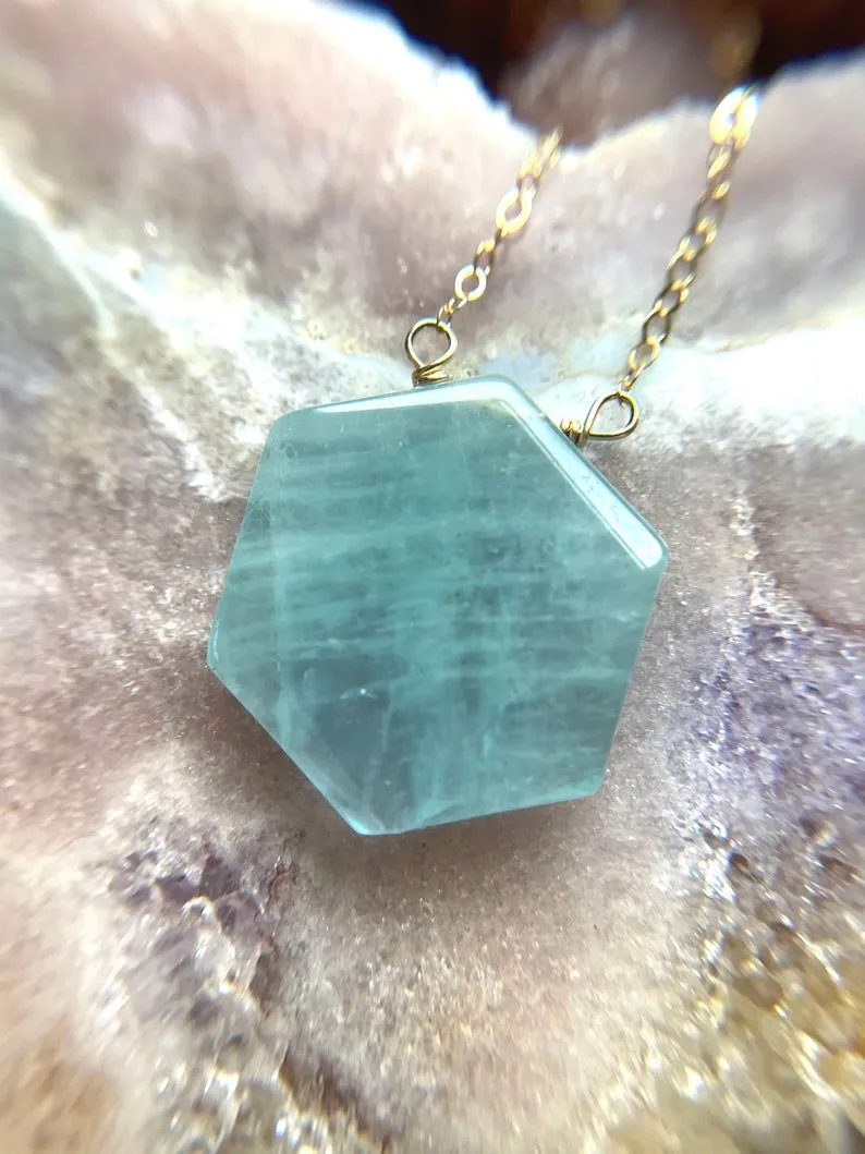 Aquamarine Pendant  Necklace in Sterling Silver or gold fill made to order