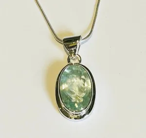 Aquamarine Pendant with Silver chain, Oblong (PG87)