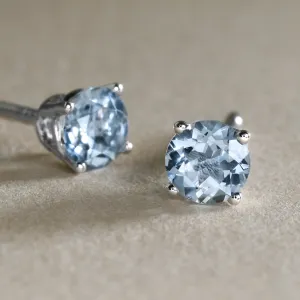 Aquamarine Studs In White Gold