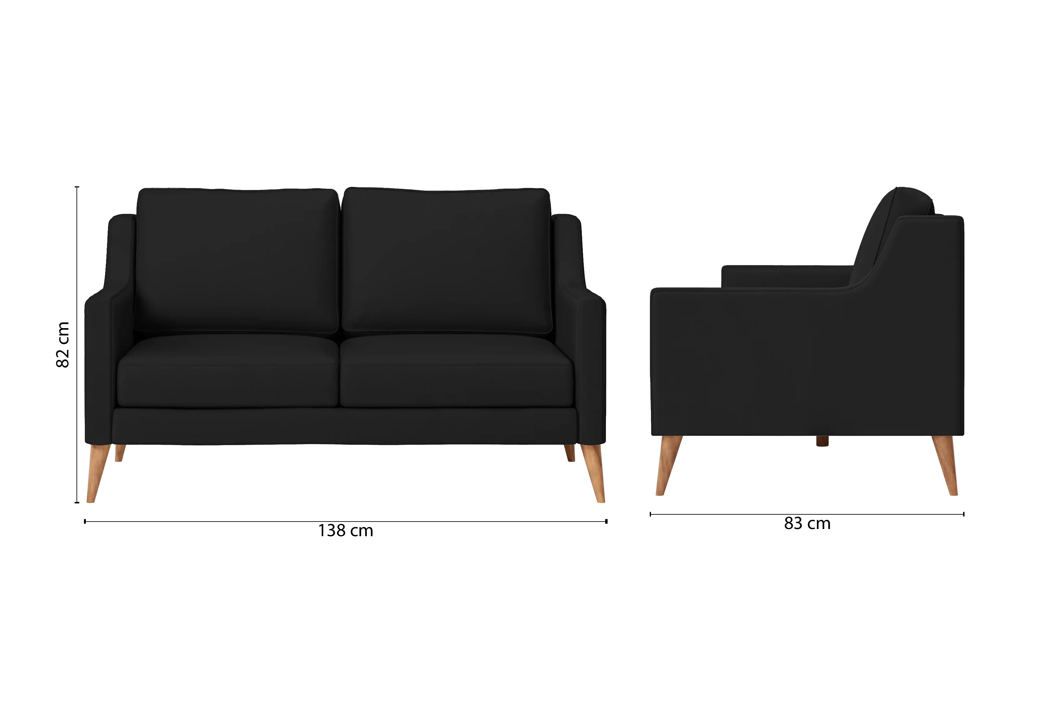 Aquila 2 Seater Sofa Black Leather