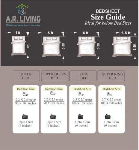 A.R. LIVING- 300 TC 100% Cotton Satin Stripes Double Bed Sheet - Premium Bedsheet with 2 Pillow Covers Set for Hotels,Home,Guset Room, Guest House & B&B (Size-90 inch x 100 inch) (Light Grey)