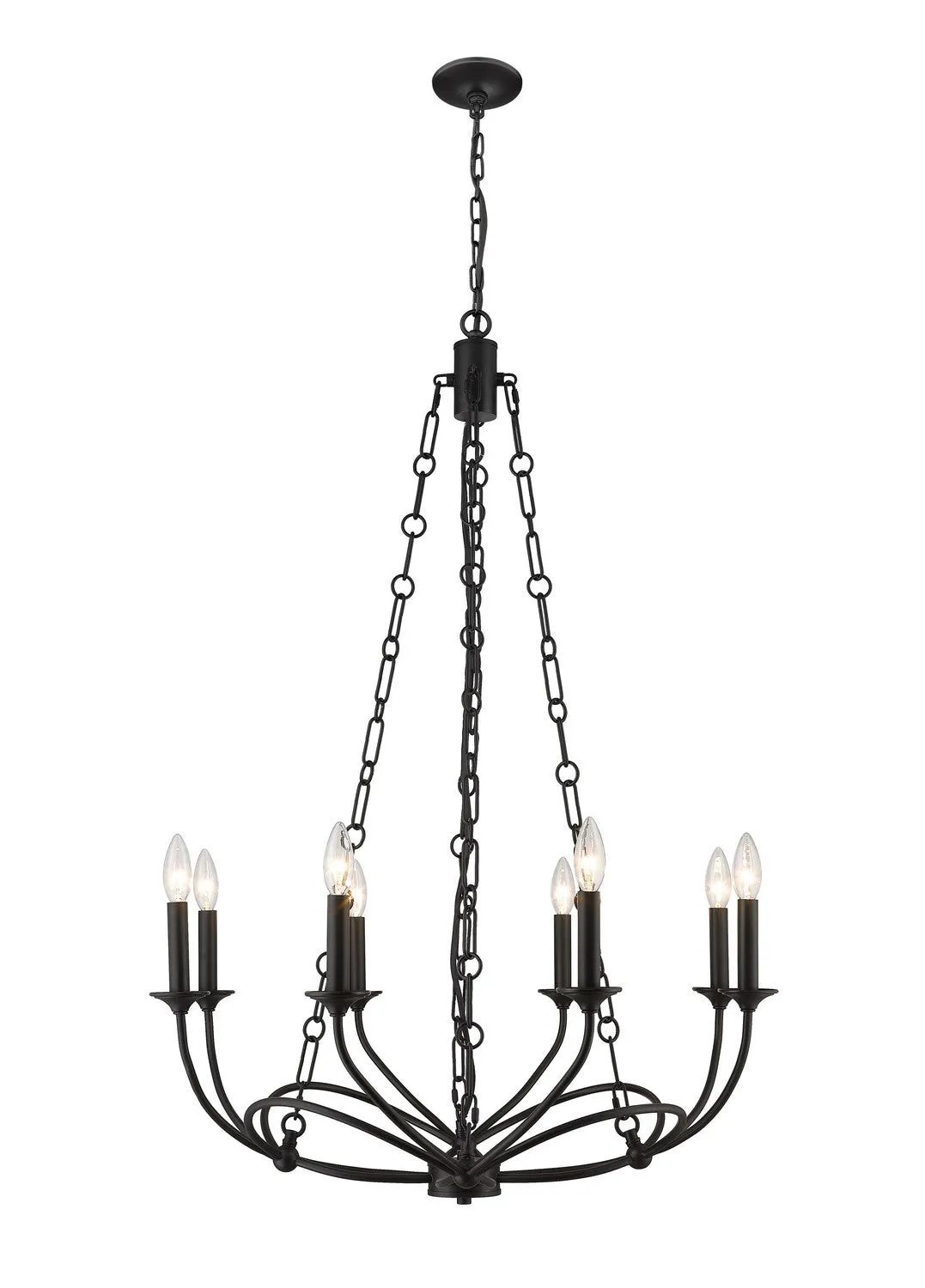 Arabella Eight Light Chandelier in Matte Black