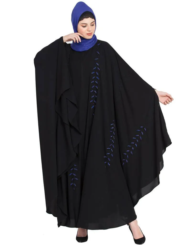 Arabic Black Blue Hand work Irani Kaftan Black