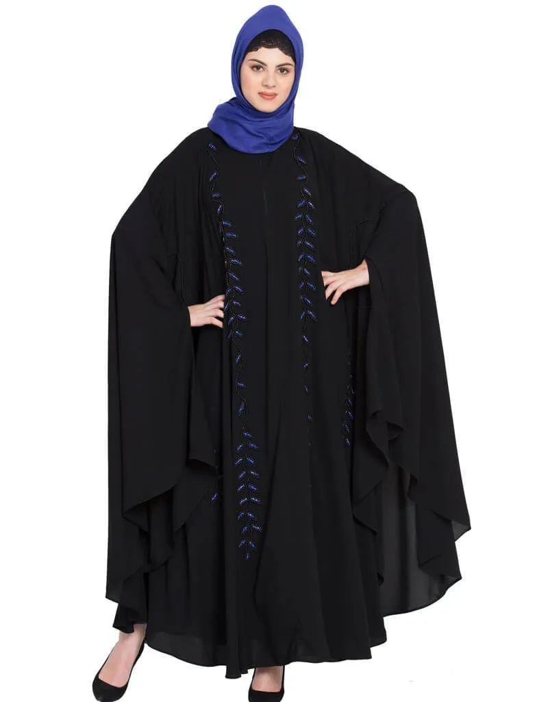 Arabic Black Blue Hand work Irani Kaftan Black