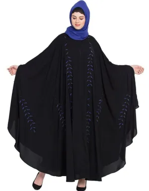 Arabic Black Blue Hand work Irani Kaftan Black