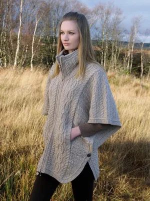 ARAN BATWING JACKET WITH FUNNEL NECK