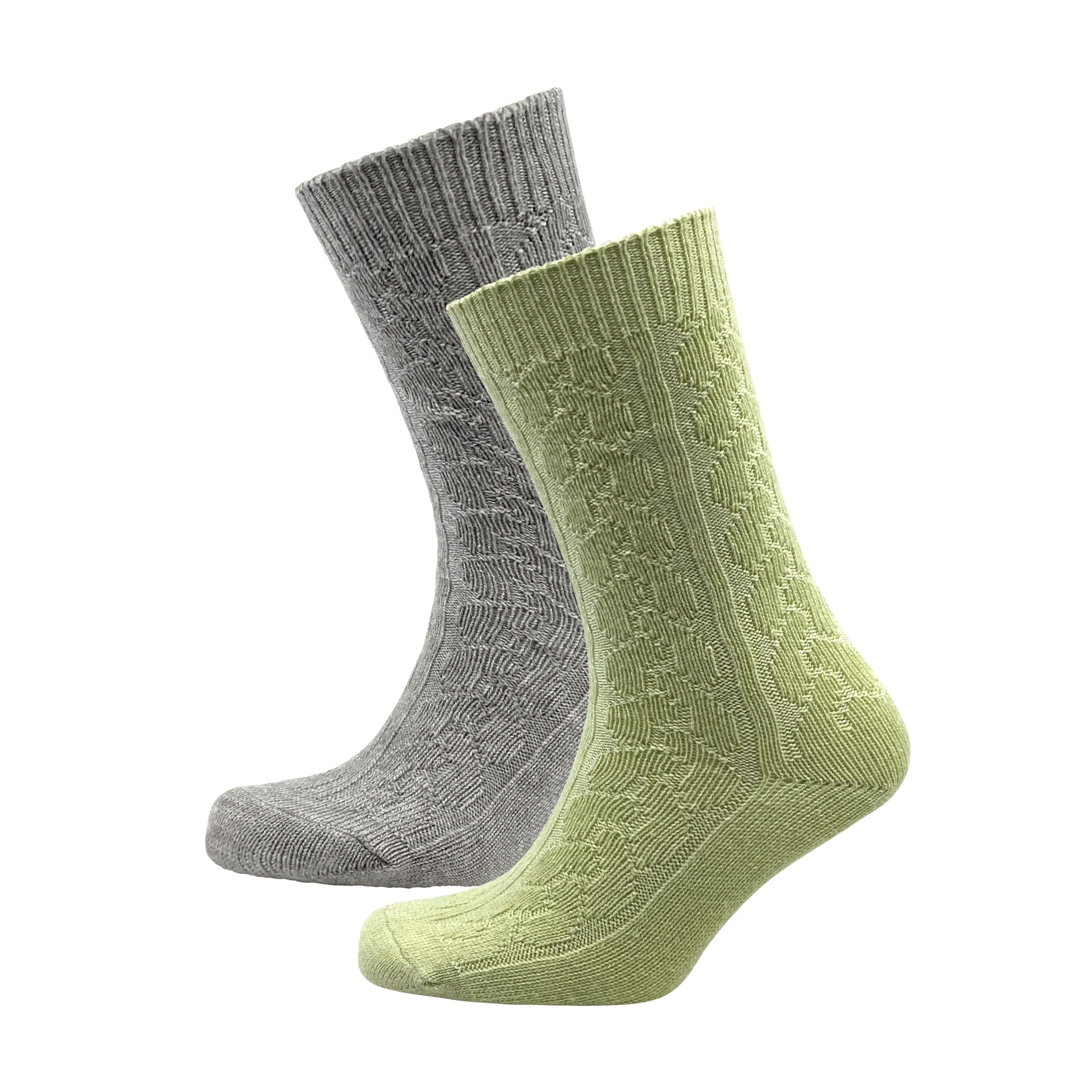 Aran Cable Cashmere Blend Socks 2 Pack