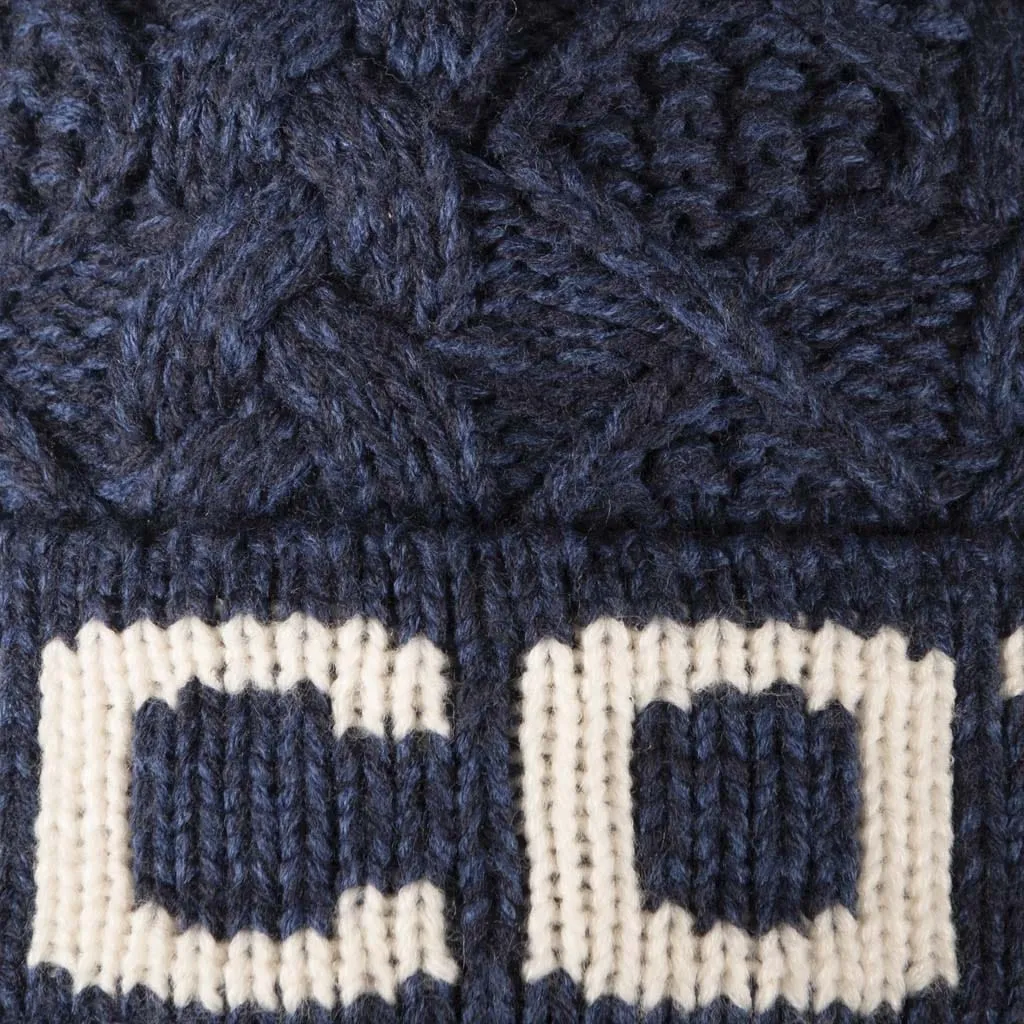 Aran Diamond Cable SCOTLAND Pom Pom Hat