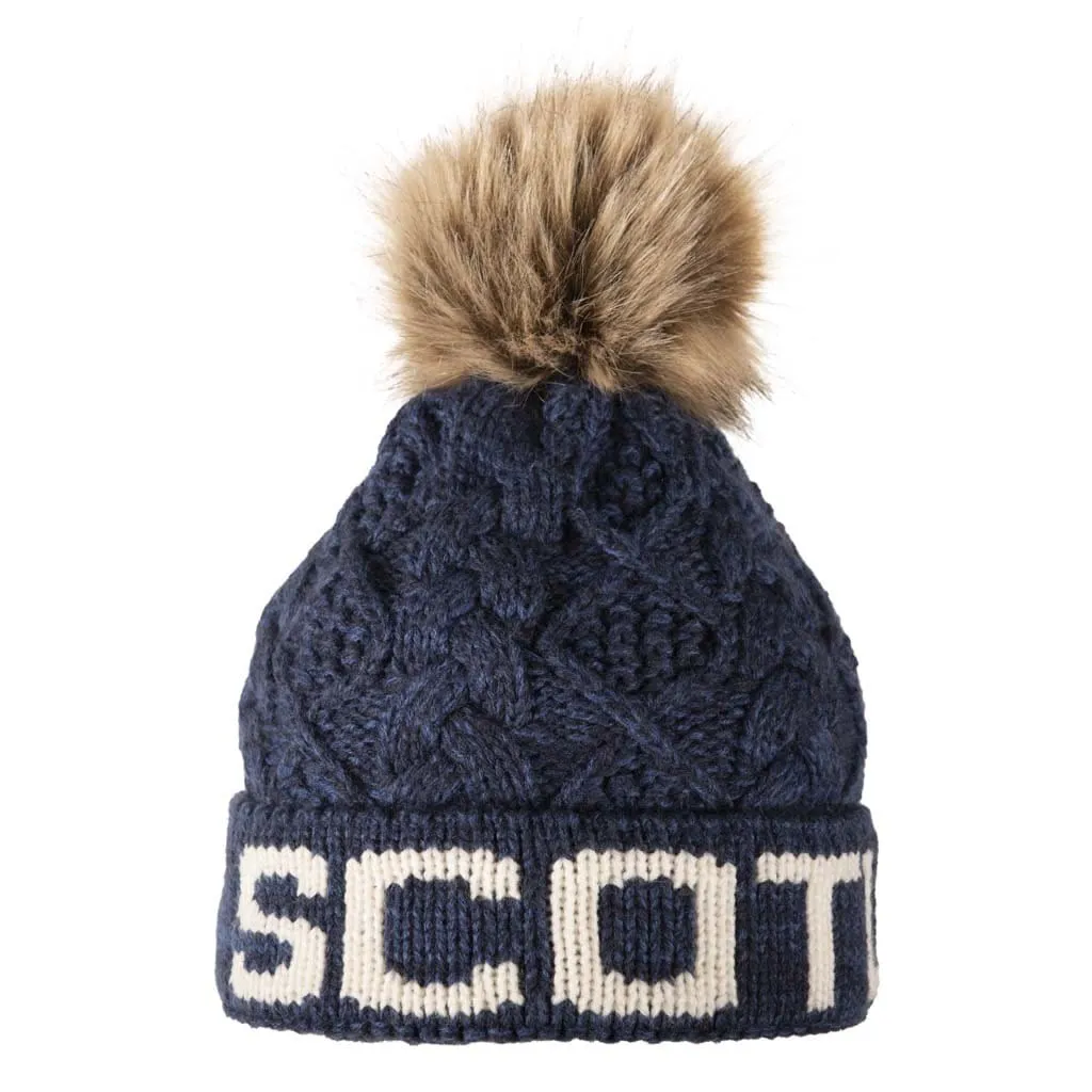 Aran Diamond Cable SCOTLAND Pom Pom Hat