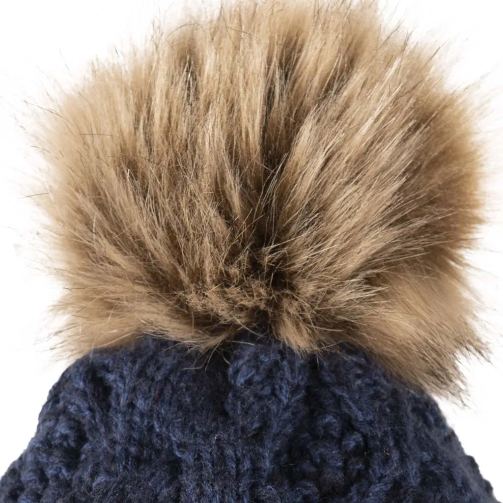 Aran Diamond Cable SCOTLAND Pom Pom Hat