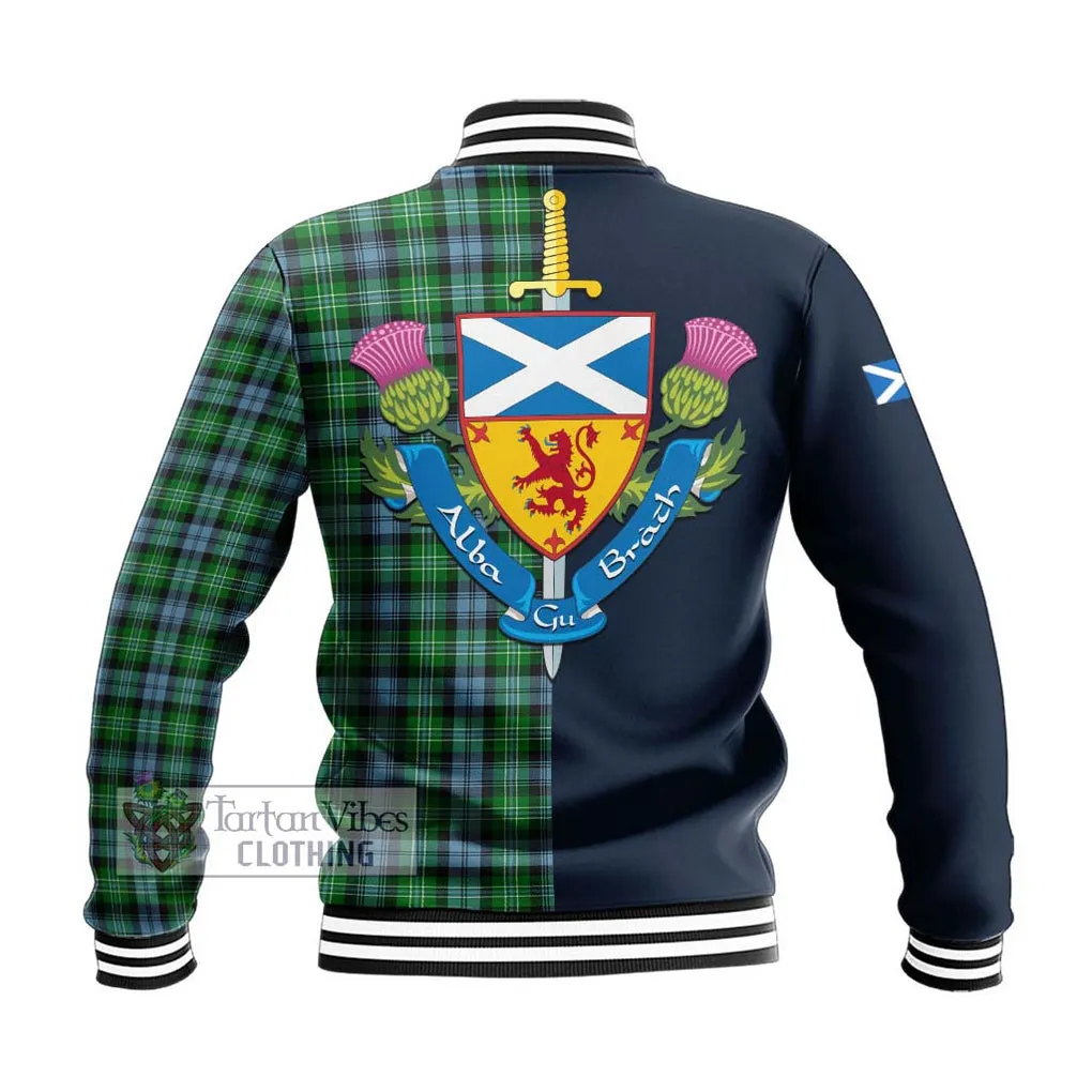 Arbuthnot Ancient Tartan Baseball Jacket Alba with Scottish Lion Royal Arm Half Style