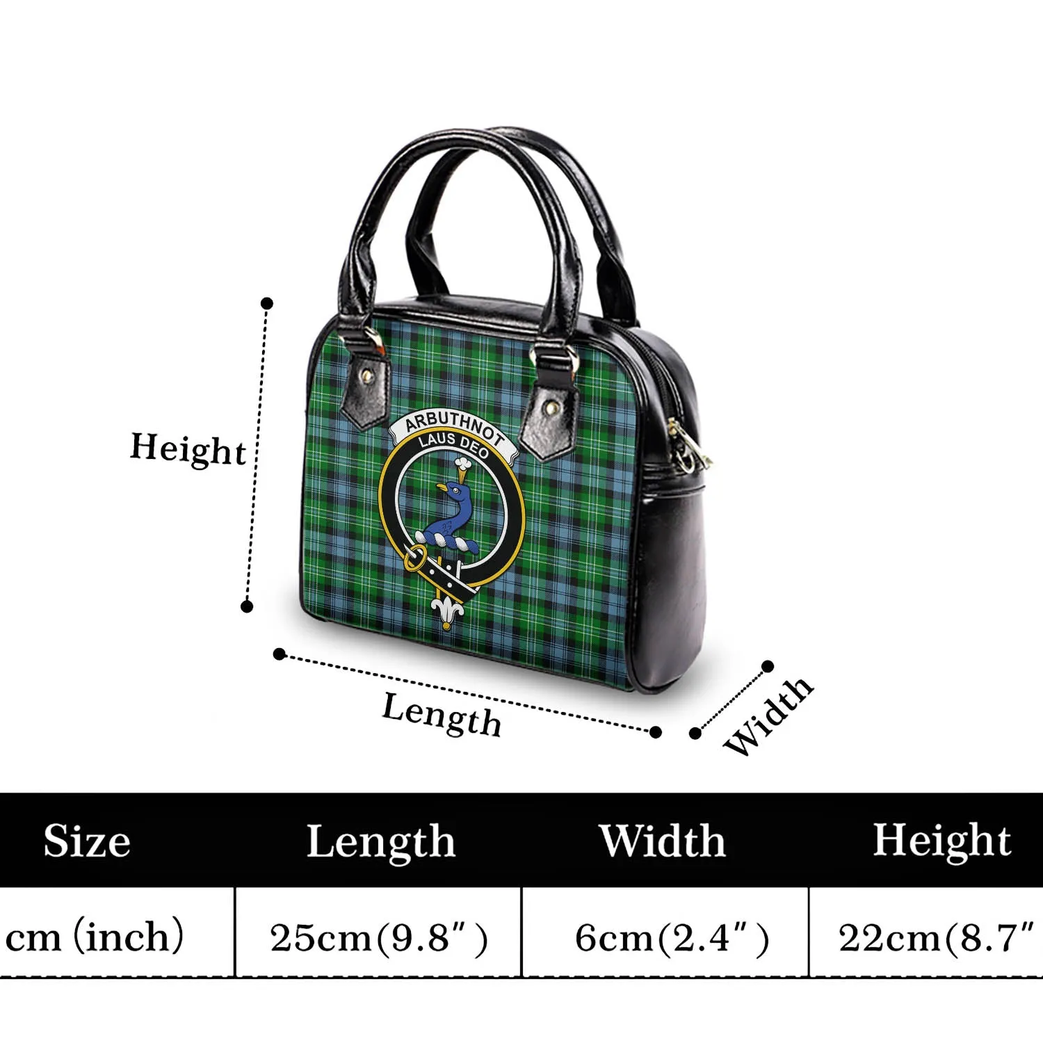 Arbuthnot Ancient Tartan Shoulder Handbags with Family Crest