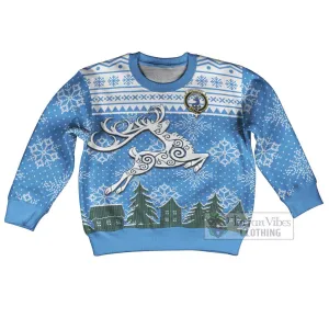 Arbuthnot Clan Christmas Kid Ugly Sweater with Tartan and Celtic Reindeer Style