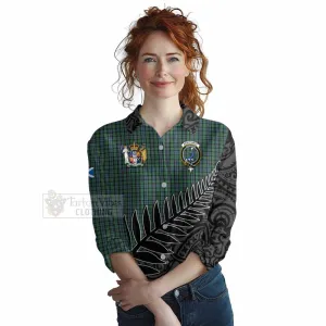 Arbuthnot Crest Tartan Women's Casual Shirt with New Zealand Silver Fern Half Style