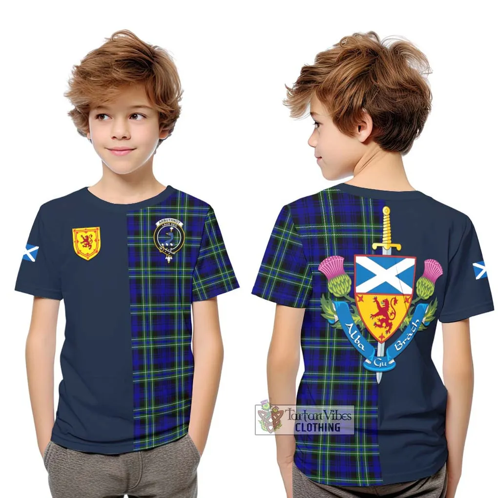 Arbuthnot Modern Tartan Kid T-Shirt Alba with Scottish Lion Royal Arm Half Style