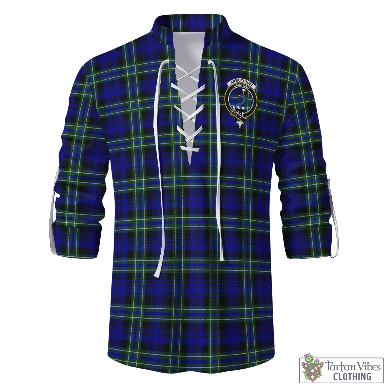 Arbuthnot Modern Tartan Men's Scottish Traditional Jacobite Ghillie Kilt Shirt with Family Crest