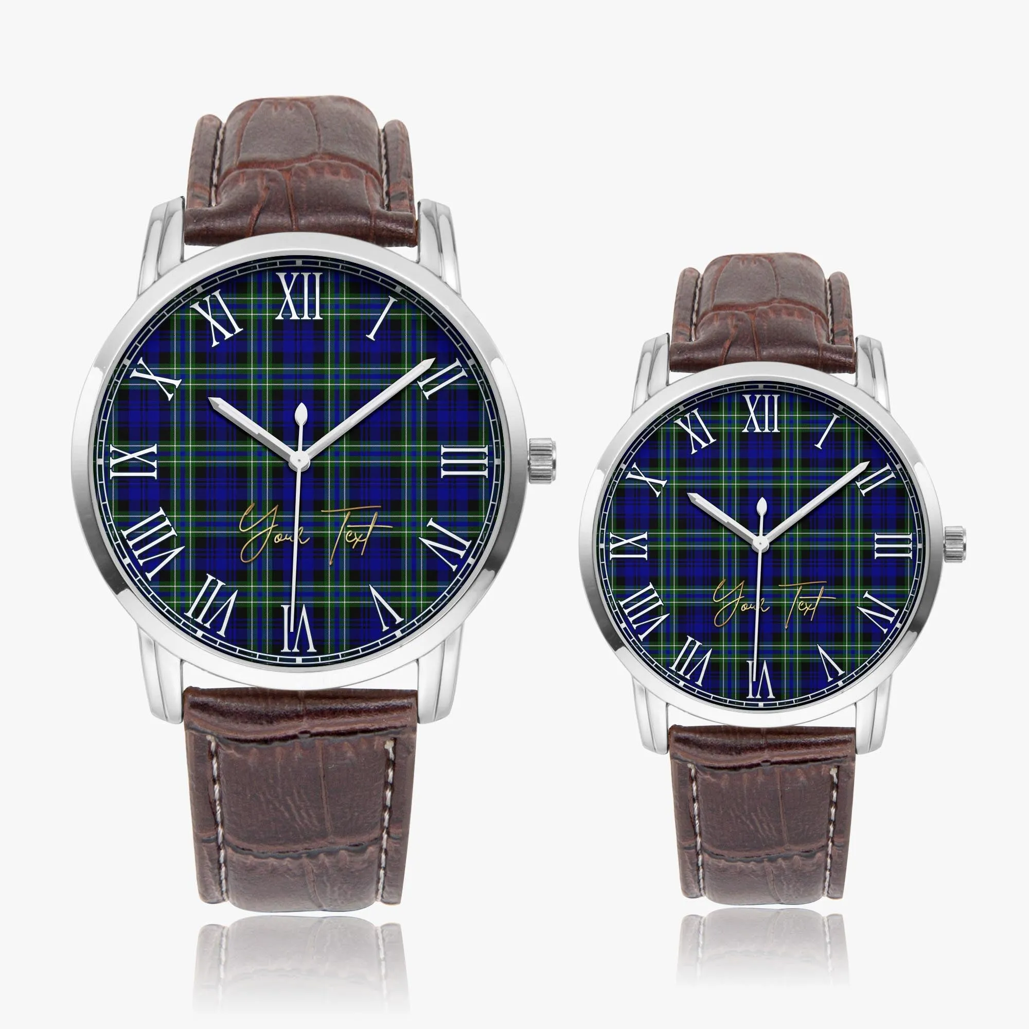 Arbuthnot Modern Tartan Personalized Your Text Leather Trap Quartz Watch