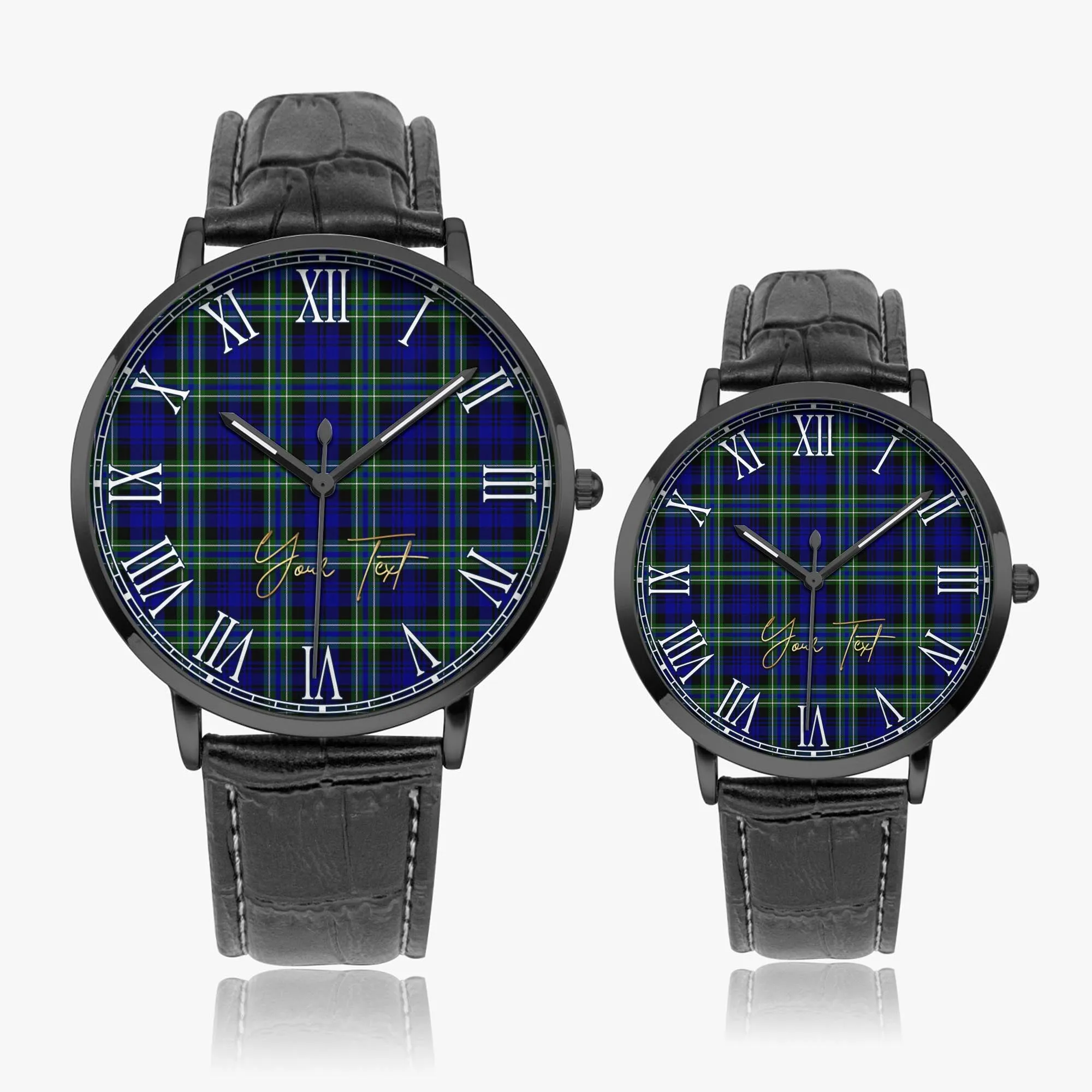 Arbuthnot Modern Tartan Personalized Your Text Leather Trap Quartz Watch