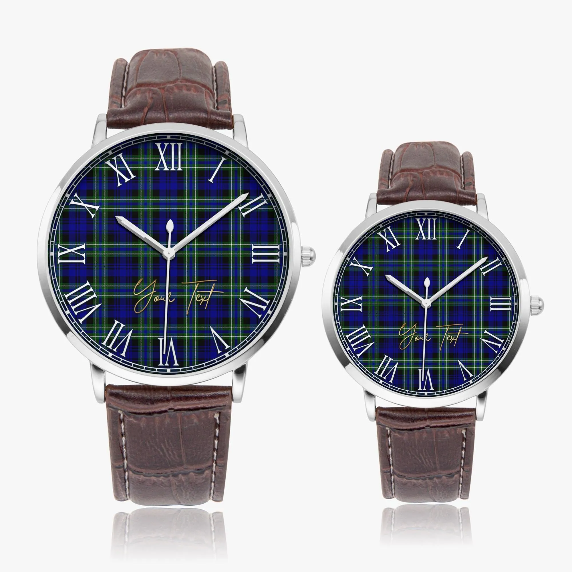 Arbuthnot Modern Tartan Personalized Your Text Leather Trap Quartz Watch