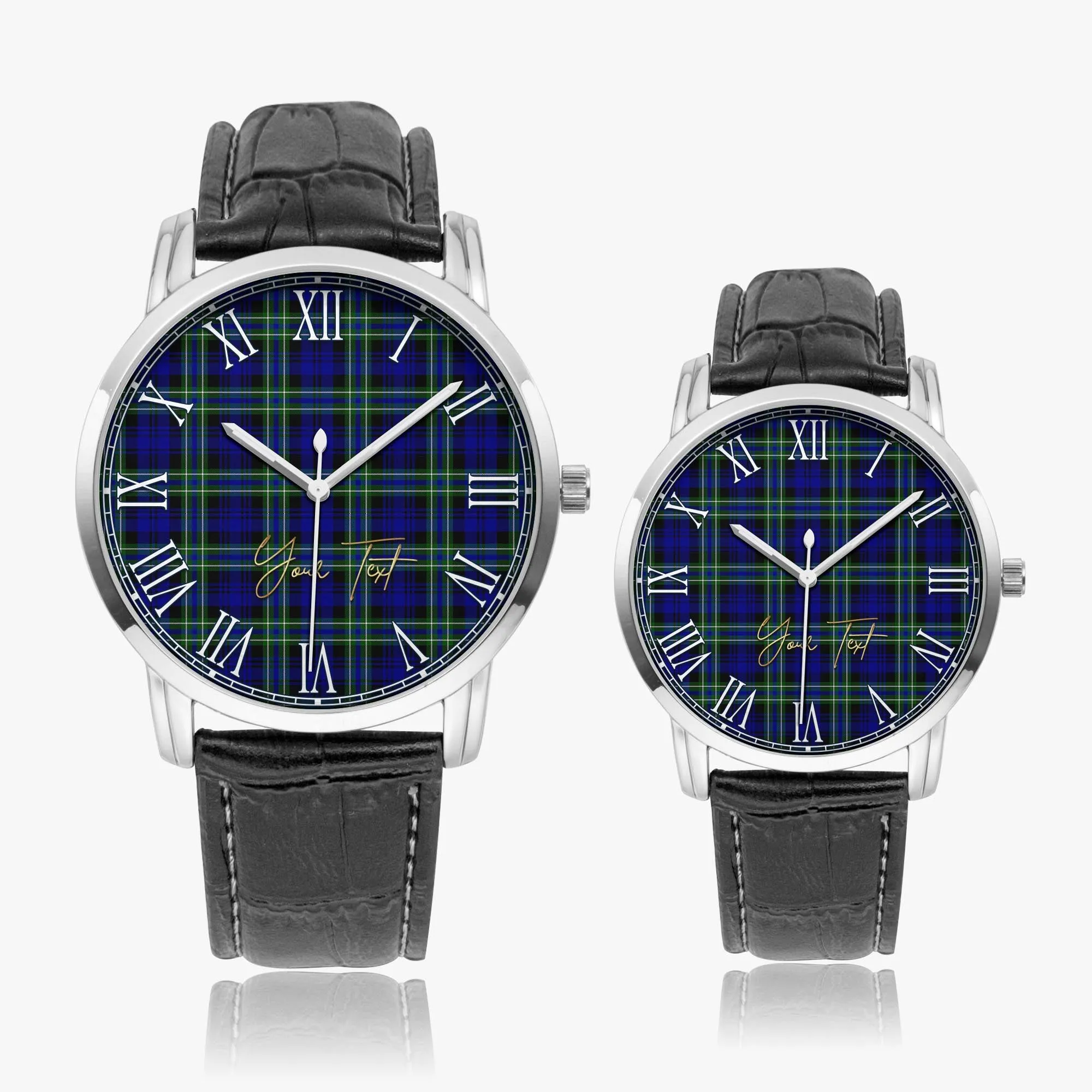 Arbuthnot Modern Tartan Personalized Your Text Leather Trap Quartz Watch