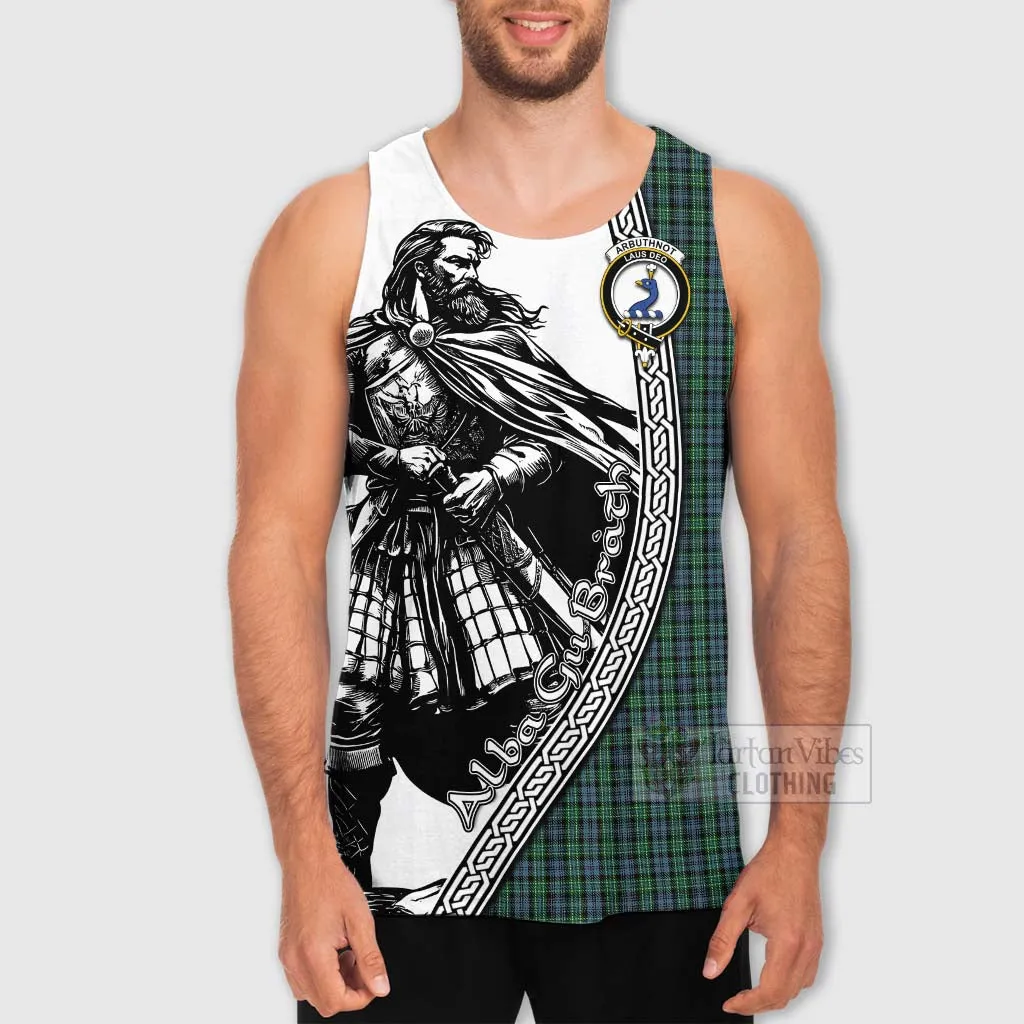 Arbuthnot Tartan Clan Crest Men's Tank Top with Highlander Warrior Celtic Style