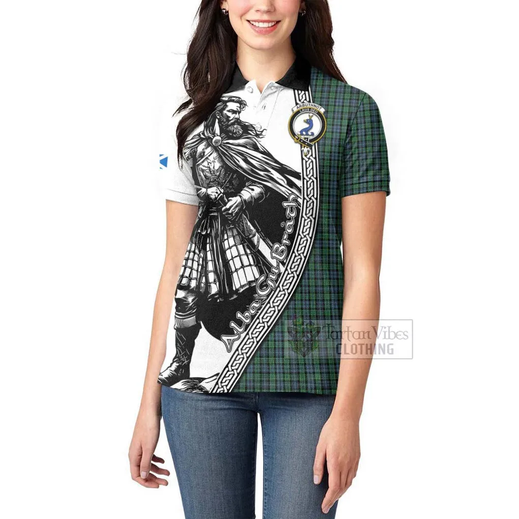 Arbuthnot Tartan Clan Crest Women's Polo Shirt with Highlander Warrior Celtic Style