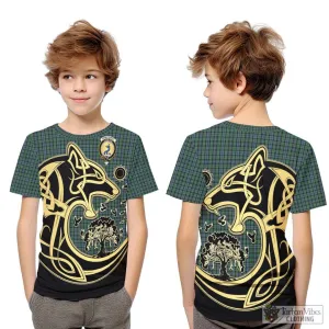 Arbuthnot Tartan Kid T-Shirt with Family Crest Celtic Wolf Style