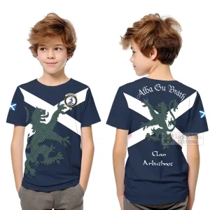 Arbuthnot Tartan Lion Rampant Kid T-Shirt Proudly Display Your Heritage with Alba Gu Brath and Clan Name